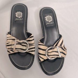 Yellow Box wedge zebra/bling sandals